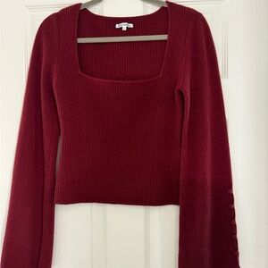 Reformation Burgundy Cashmere Square Neck Sweater